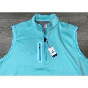 Johnnie-O Denny Men's Performance Vest Cay Turquoise Quarter-Zip Size M NWT